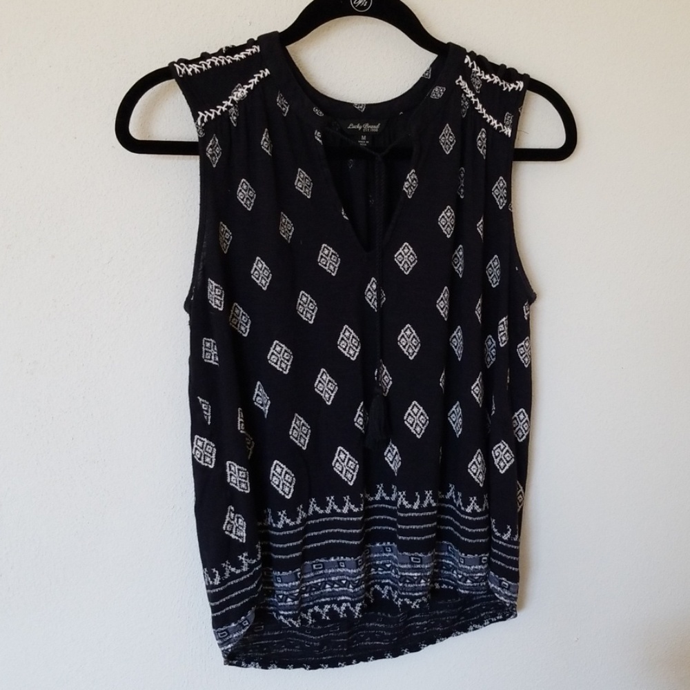 Lucky Brand Batik Print Sleeveless Top